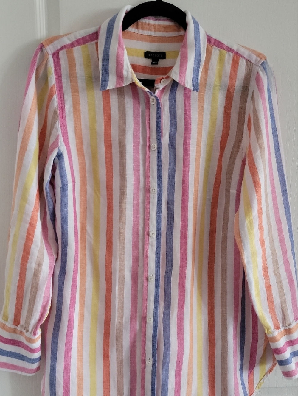 Talbots Linen Boyfriend Shirt - Rockport Stripe - Picture 3 of 9